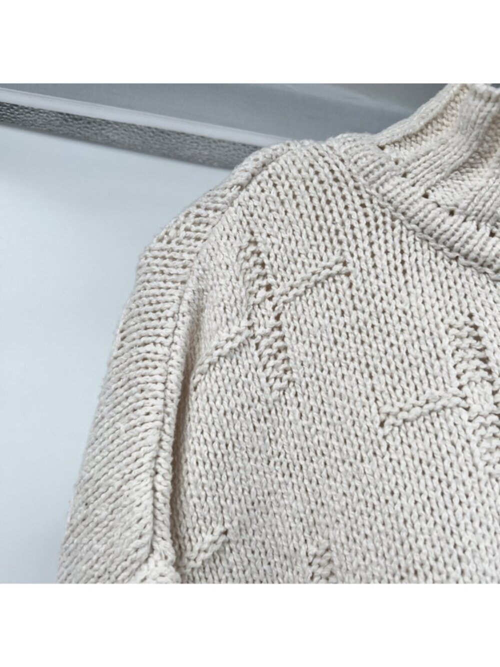 ee:some Womens Knit Pullover Sweater Mock Neck Cream Size Medium - Picture 5 of 9